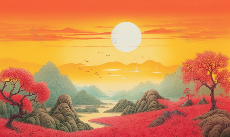 秋天风景山水油画插画,插画/手绘图,插画/手绘图库,插画/手绘图下载,插画/手绘